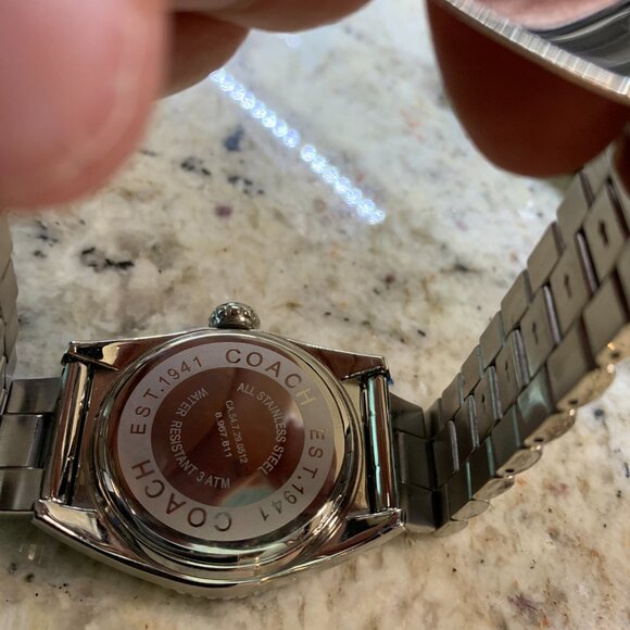 Coach "Andee" Boyfriend Watch Stainless Steel with Black and Light Blue Dial - Picture 4 of 6